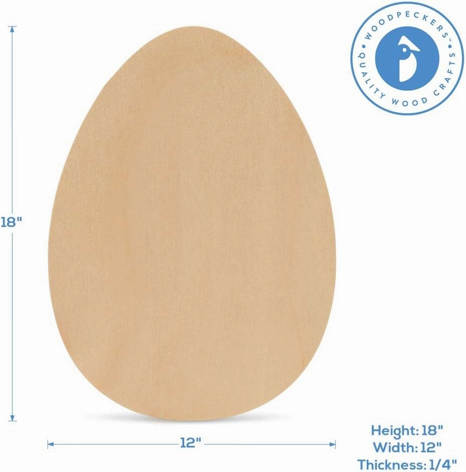 Large Wooden Egg Cutout 18 x 12 inch, Pack of 3 Unfinished Egg Shaped Wood Cutout Wood Eggs for Crafts & DIY Spring Decor, by Woodpeckers