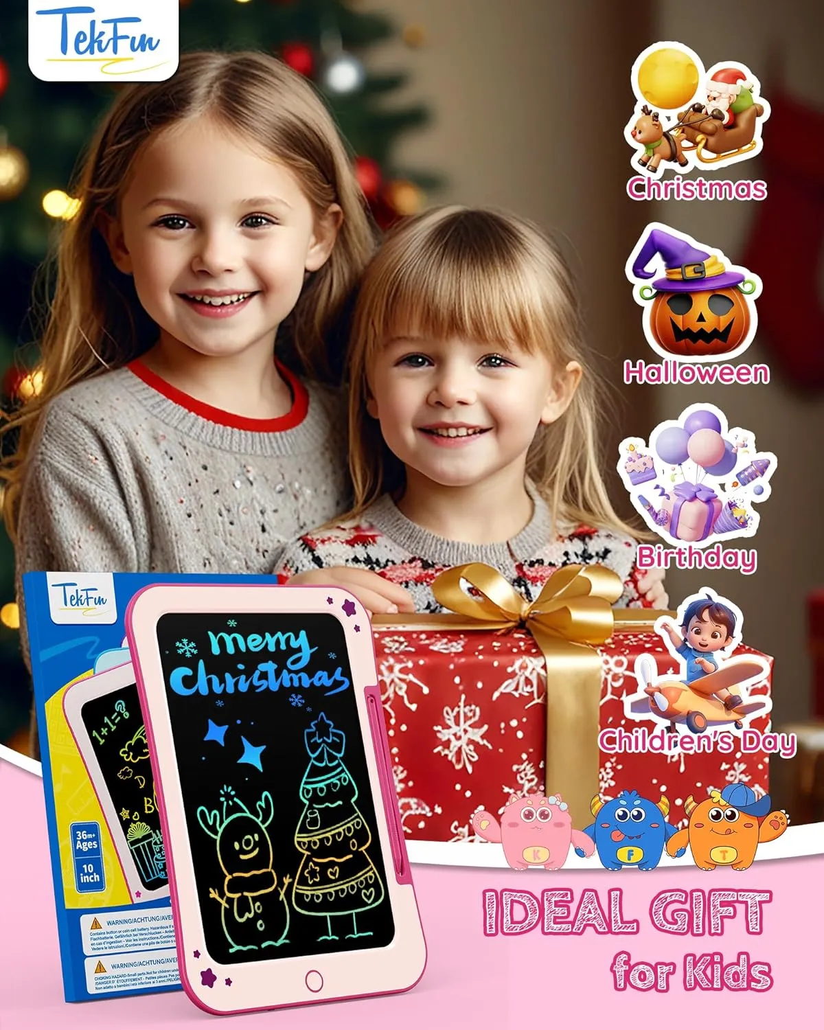 LCD Writing Tablet for Kids, 10inch Toddler Girl Toys Doodle Board, Mess Free Coloring Drawing Board, Preschool Learning Toys,Christmas Birthday Easter Gifts for 3-12 Year Old Girls(Pink)