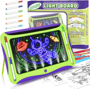 LED Drawing Board for Kids, Magic Toys for Boys Glow in The Dark, Light Up Tracing Pad with 9 Dual-Sided Card, 6 Marker,Doodle Writing Tablet Boy Learning Toy, Art and Craft Kit Easter Birthday Gift