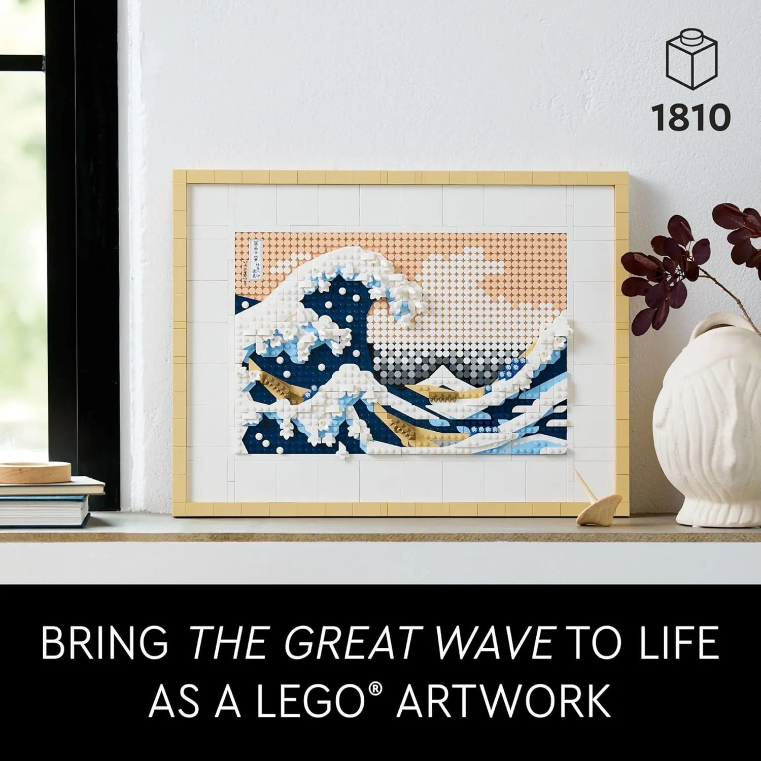 LEGO Art Hokusai The Great Wave Framed Japanese Wall Art Building Set - Unique 3D Puzzle Wall Decor for Home, Room, or Office - Arts and Crafts for Adults, Ages 18  - Gift for Mother's Day - 31208