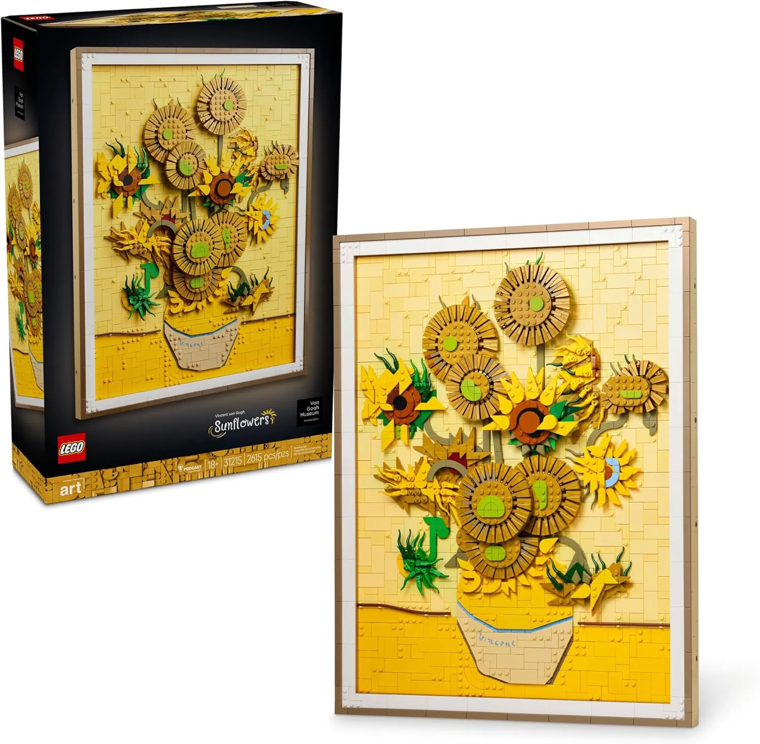 LEGO Art Vincent Van Gogh – Sunflowers Building Set for Adults - Home Decor Idea - Brick Built Painting - Creative Activity Gift for Adults, Artists, and Art Lovers - 31215