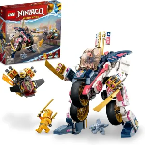 LEGO NINJAGO Sora’s Transforming Mech Bike Racer Building Toys for Kids, Featuring a Mech Ninja Bike Racer, a Baby Dragon and 3 Minifigures, Gift for Kids Aged 8 , 71792