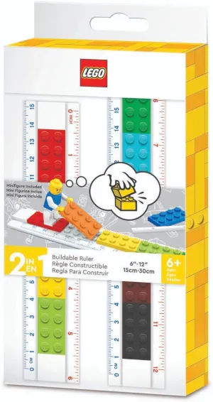 Lego Stationery Buildable Ruler with Minifigure (52558), Ages 6 and Up, 1 Ruler, Minifigure Colors May Vary