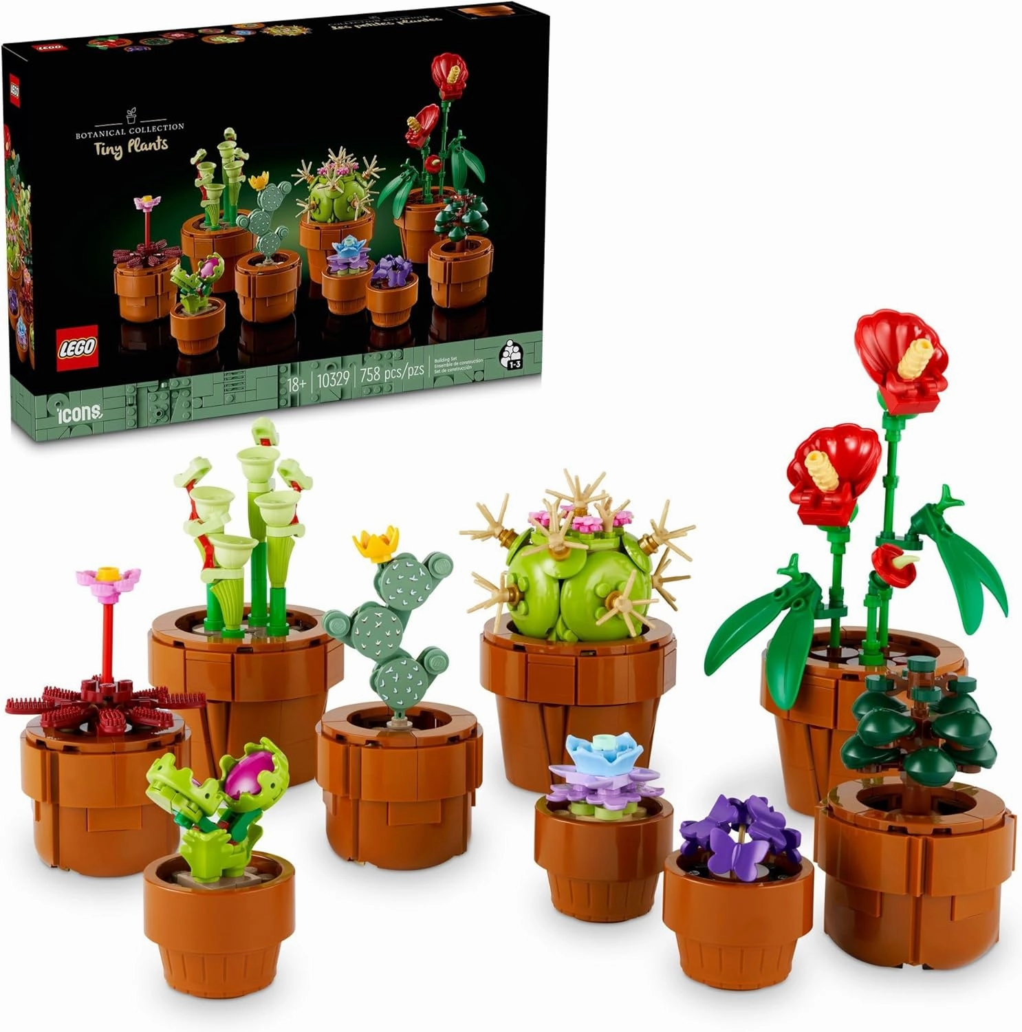 LEGO Botanicals Tiny Plants - Gift for Mother's Day - Artificial, Fake Indoor Plant Building Set for Home, Kitchen, Desk Decoration, Adults Ages 18  - 10329