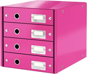 Leitz Drawer Cabinet, 4 Drawers, A4, Click and Store Range 60490023 - Pink