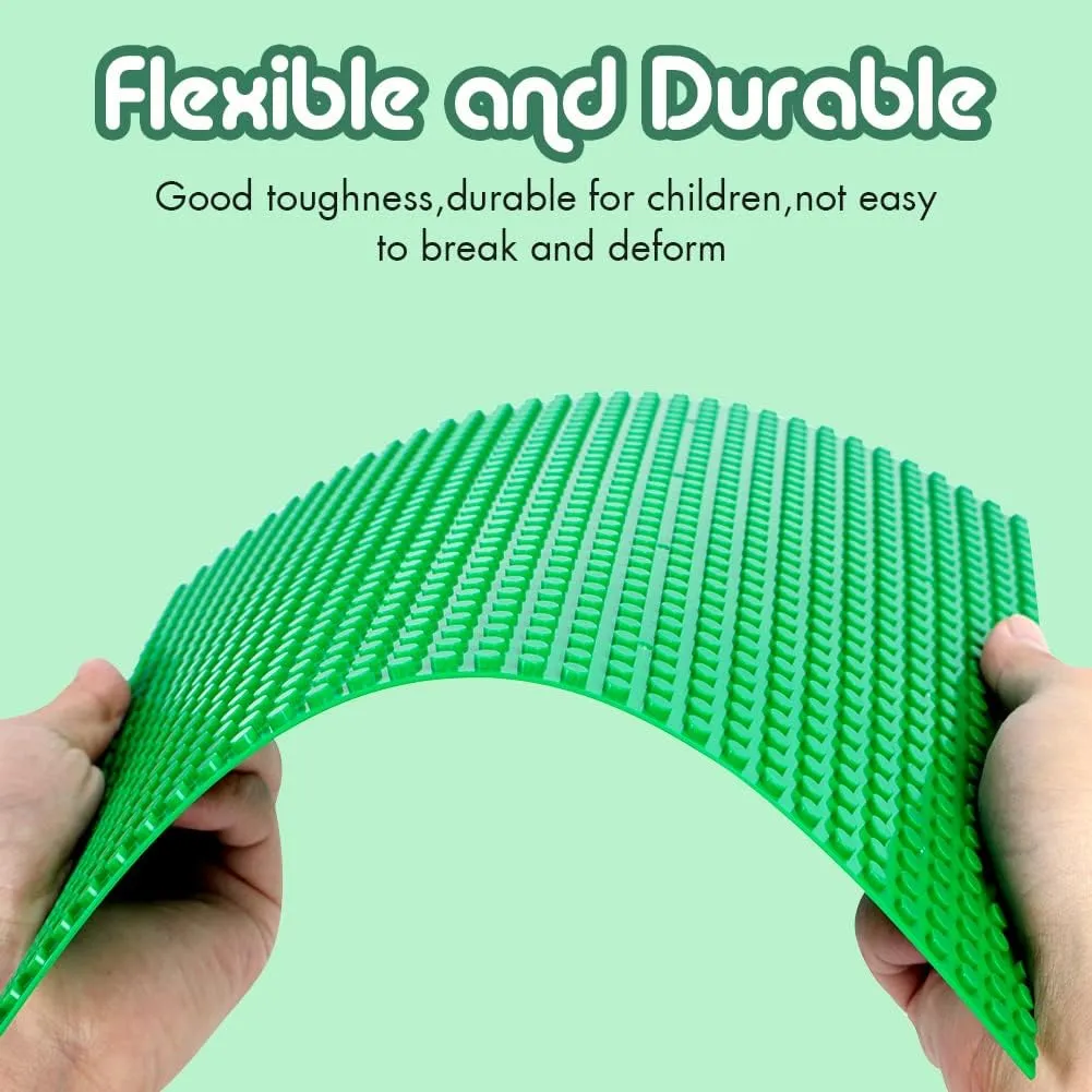 Lekebaby 8 Pack Classic Baseplates Building Base for Building Bricks, 10" x 10" Building Boards - 100% Compatible with Major Brands, Green/Grey/Blue/White