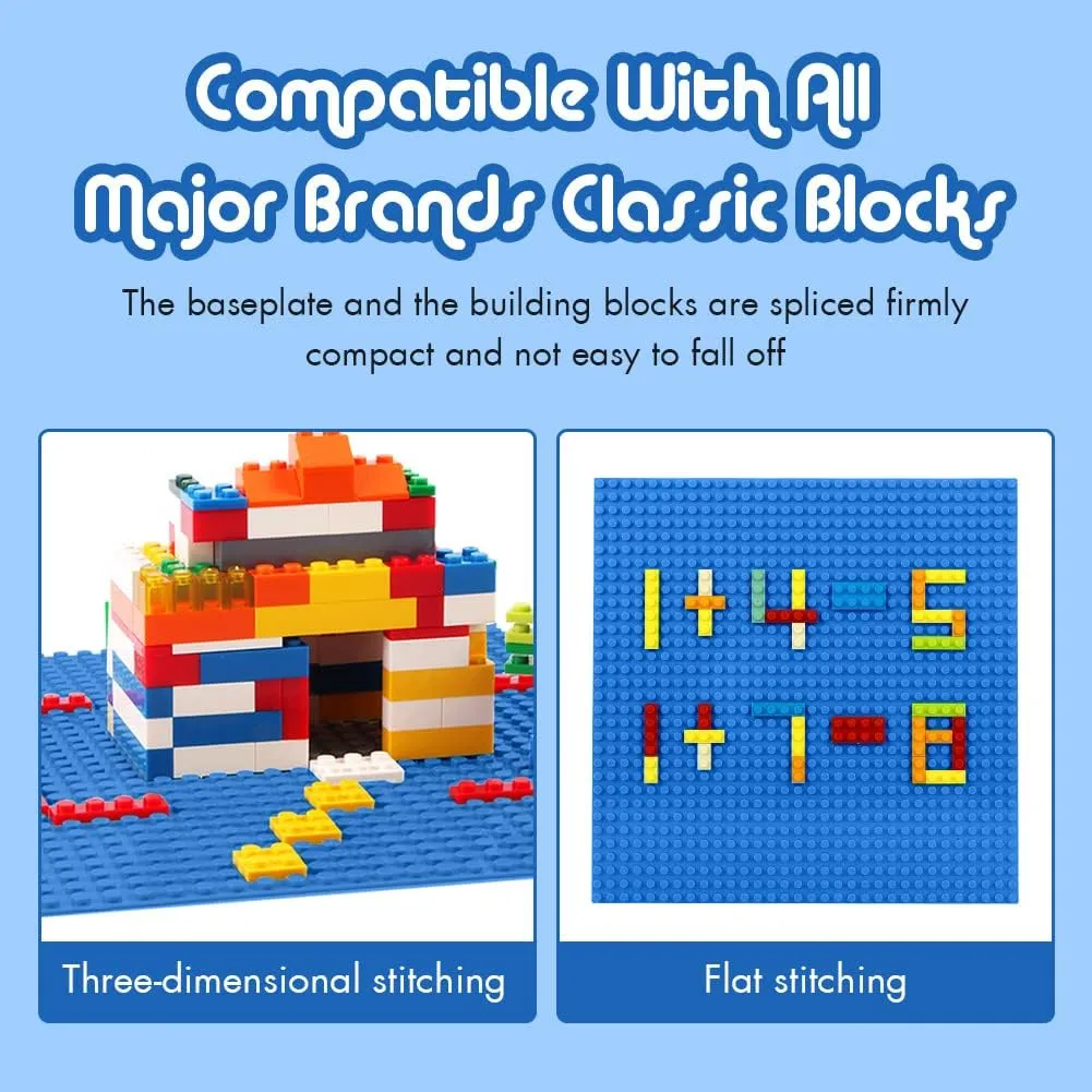 Lekebaby 8 Pack Classic Baseplates Building Base for Building Bricks, 10" x 10" Building Boards - 100% Compatible with Major Brands, Green/Grey/Blue/White