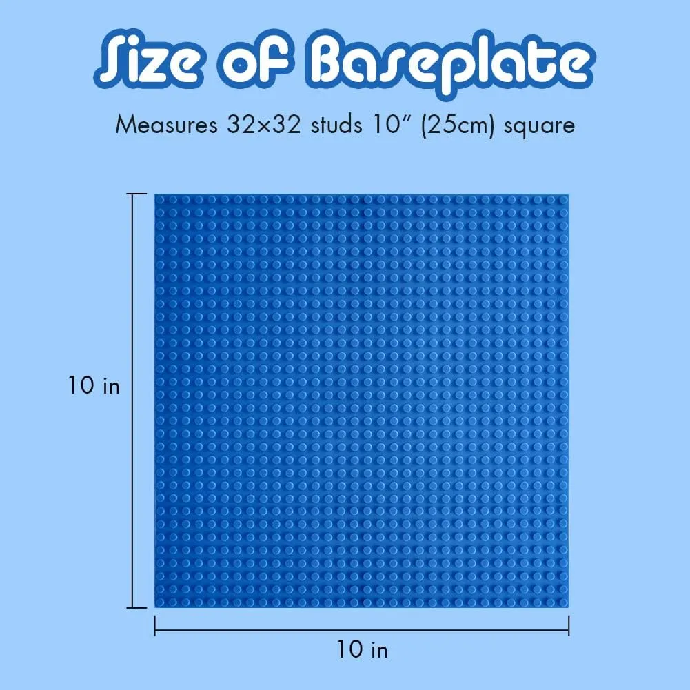 Lekebaby 8 Pack Classic Baseplates Building Base for Building Bricks, 10" x 10" Building Boards - 100% Compatible with Major Brands, Green/Grey/Blue/White
