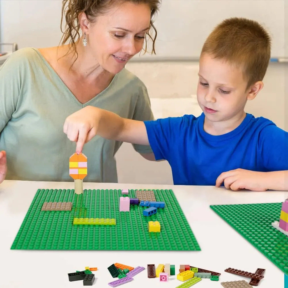 Lekebaby Classic Baseplates Building Base for Building Bricks 100% Compatible with Major Brands-Baseplate 10" x 10", Pack of 12, Green