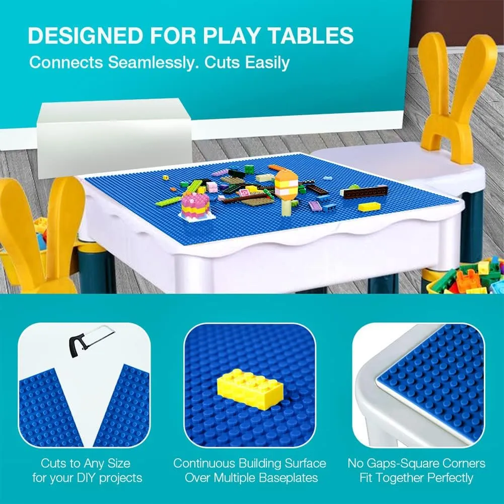 Lekebaby Classic Baseplates Building Base for Building Bricks 100% Compatible with Major Brands-Baseplate 10" x 10", Pack of 6 (Blue)