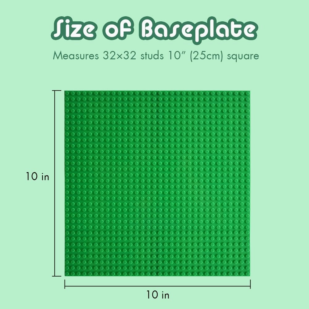 Lekebaby 12 Packs Classic Baseplates Building Base Plates for Building Bricks, 100% Compatible with Major Brands Baseplates, 10" x 10" (Blue/Green/Sand/Black/White/Grey)