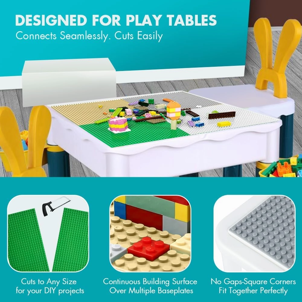 Lekebaby 12 Packs Classic Baseplates Building Base Plates for Building Bricks, 100% Compatible with Major Brands Baseplates, 10" x 10" (Blue/Green/Sand/Black/White/Grey)