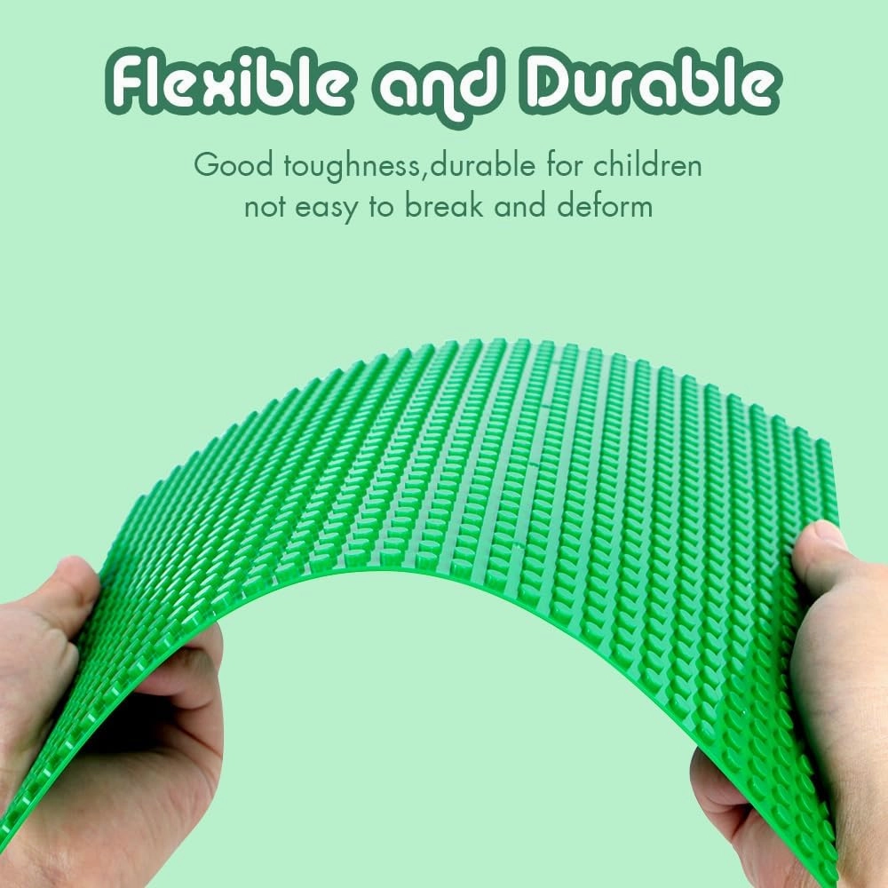 Lekebaby 12 Packs Classic Baseplates Building Base Plates for Building Bricks, 100% Compatible with Major Brands Baseplates, 10" x 10" (Blue/Green/Sand/Black/White/Grey)