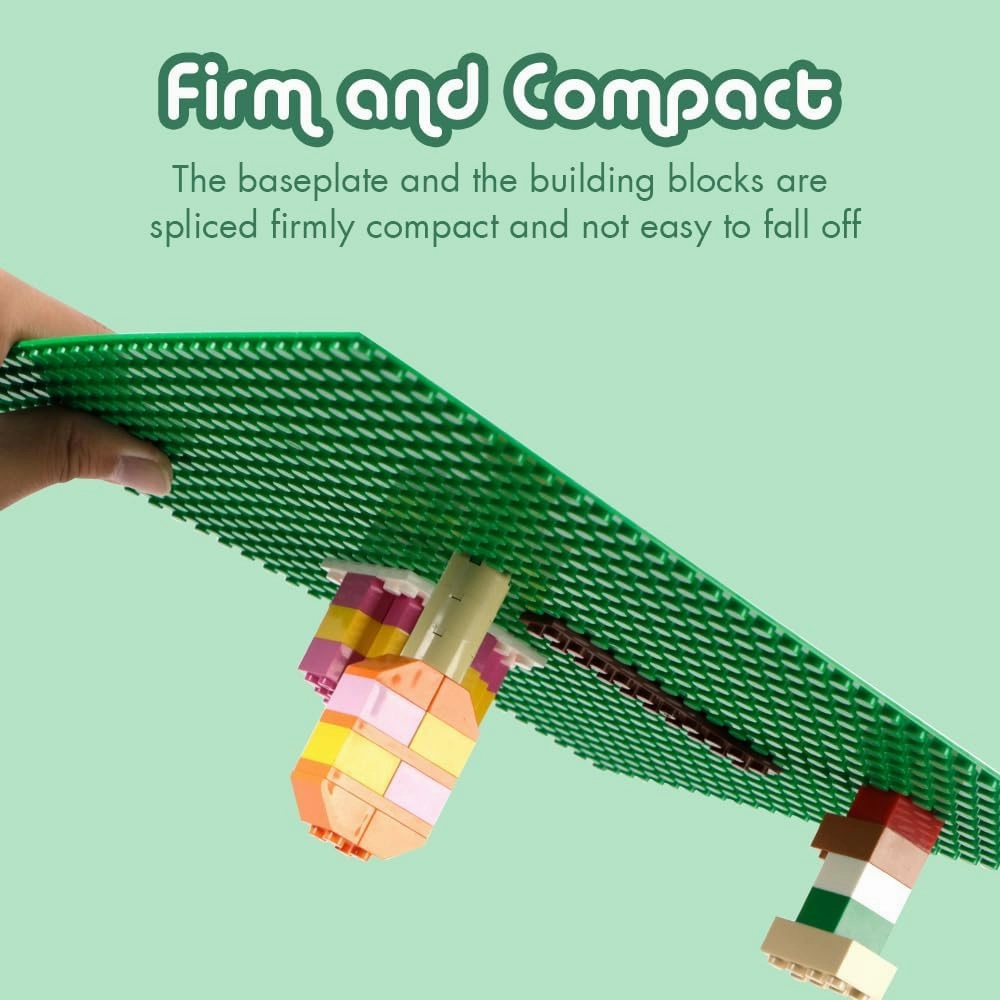 Lekebaby 12 Packs Classic Baseplates Building Base Plates for Building Bricks, 100% Compatible with Major Brands Baseplates, 10" x 10" (Blue/Green/Sand/Black/White/Grey)