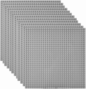 Lekebaby Classic Baseplates Building Base Plates for Building Bricks 100% Compatible with Major Brands-Baseplates 10" x 10", Pack of 12-Grey