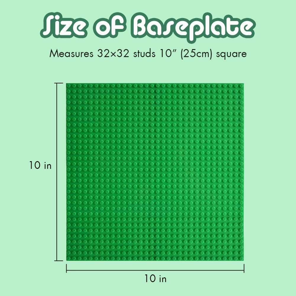 Lekebaby Classic Baseplates Building Base Plates for Building Bricks 100% Compatible with Major Brands-Baseplates 10" x 10", Pack of 12