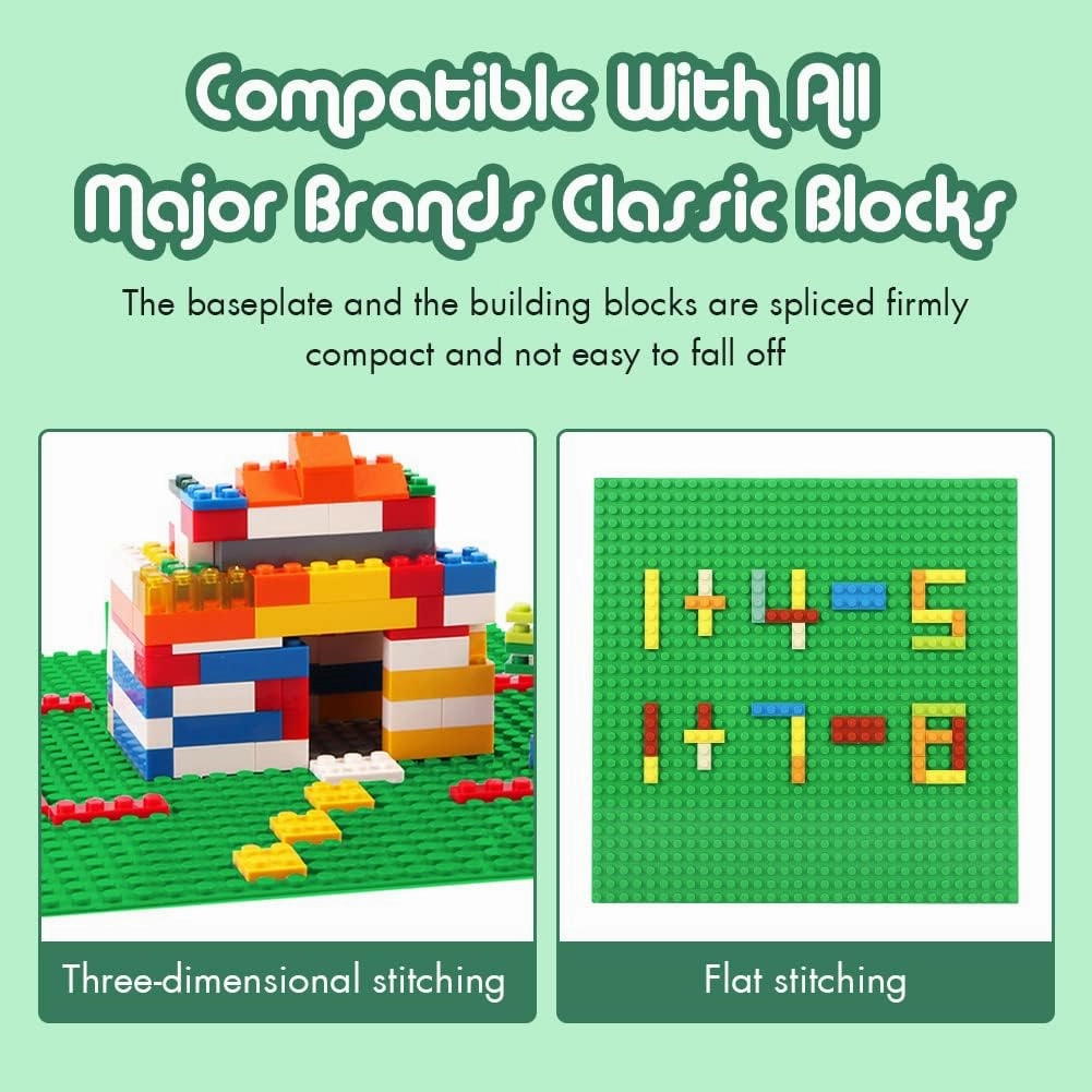 Lekebaby Classic Baseplates Building Base Plates for Building Bricks 100% Compatible with Major Brands-Baseplates 10" x 10", Pack of 12