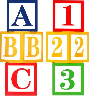 Letter Boxes for Party Celebration Supplies ABC Block Theme Decorations Balloon Alphabet for Back to School Graduation Birthday Baby Shower Toy Inspire Story Supply Nursery Game Favor Centerpieces