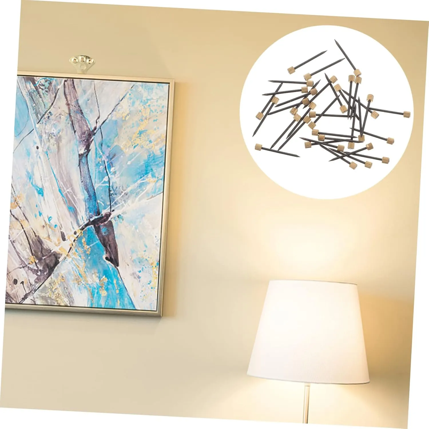 LIFKOME 50pcs Iron Copper Head Nails for Hanging Pictures Picture Nails Drywall Studs Home Office Decor