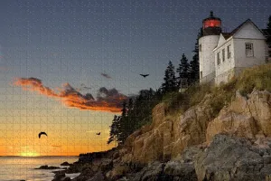 Lighthouse Bar Harbour Maine USA Jigsaw Puzzle for Adults 1000 Piece Wooden Travel Gift Souvenir