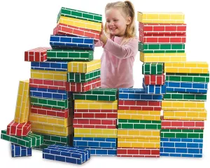 Lillian Vernon Primary Building Bricks - Kids Cardboard Bricks, Each 9" x 4" x 2" (Set of 24)