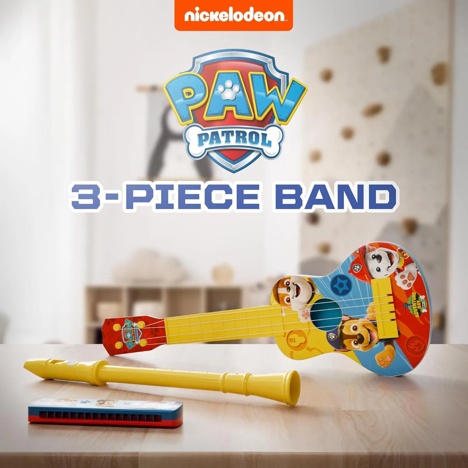 Lollipop Paw Patrol Adventure 3-Piece Band Set - Rescue Harmonica, Ukulele, and Flute Trio -Toddler Musical Instruments Set