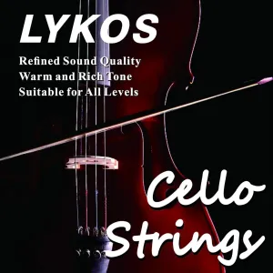 Lykos Cello Strings 1 Full Set A D G and C for 3/4 and 4/4 Size Cello, Experience the Rich and Powerful Sound Premium Quality for All Levels