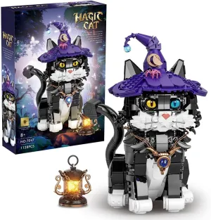 Magic Cat Building Block Set, Enchanted Purple Witch Cat, Creative Fantasy DIY Gift (1128 PCS) 7047