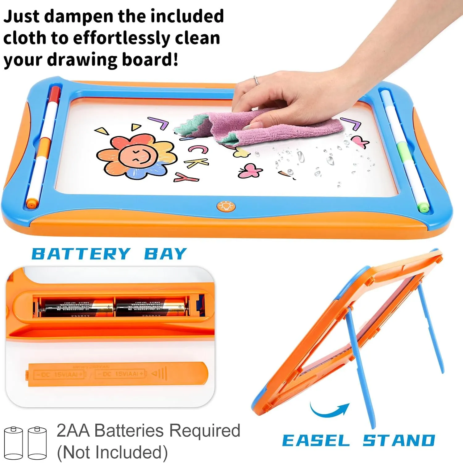 Magic LED Drawing Board for Kids, Toys for Boys Ages 5-7, Light Up Tracing Pad with 9 Double-Sided Cards, 6 Washable Pens, Glow Up Toys for Kids 4-6 Year Old Christmas Birthday Gifts