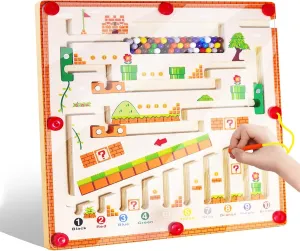 Magnetic Color and Number Maze, Montessori Toys for 3 4 5 6 Year Old, Wooden Toys for Ages 3-4,Toddler Fine Motor Skills Toys for Boys Girls