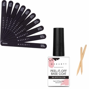 Makartt Nail File 100 180 Grit Emery Boards for Nails Bundle with Peel Off Base Coat, 15ml UV Gel Base Coat Nail Polish Peelable Base Gel for Takeoff Peelable Removal Peely Base