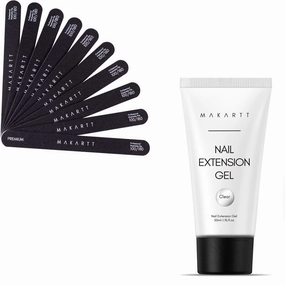 Makartt Nail File 100 180 Grit Emery Boards for Nails Bundle with Poly Nail Gel Clear 50ML Gel Builder for Nails Natural-Looking Nails