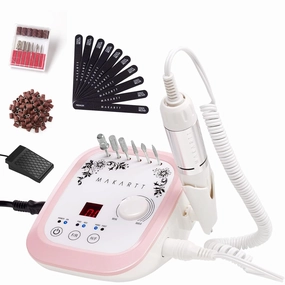 Makartt Nail File 180 240 Grit Emery Boards for Nails 10pcs Nail Files Professional Washable Doubled Sides Bundle with Genesie Nail Drill Professional 35000RPM Electric Nail File Machine
