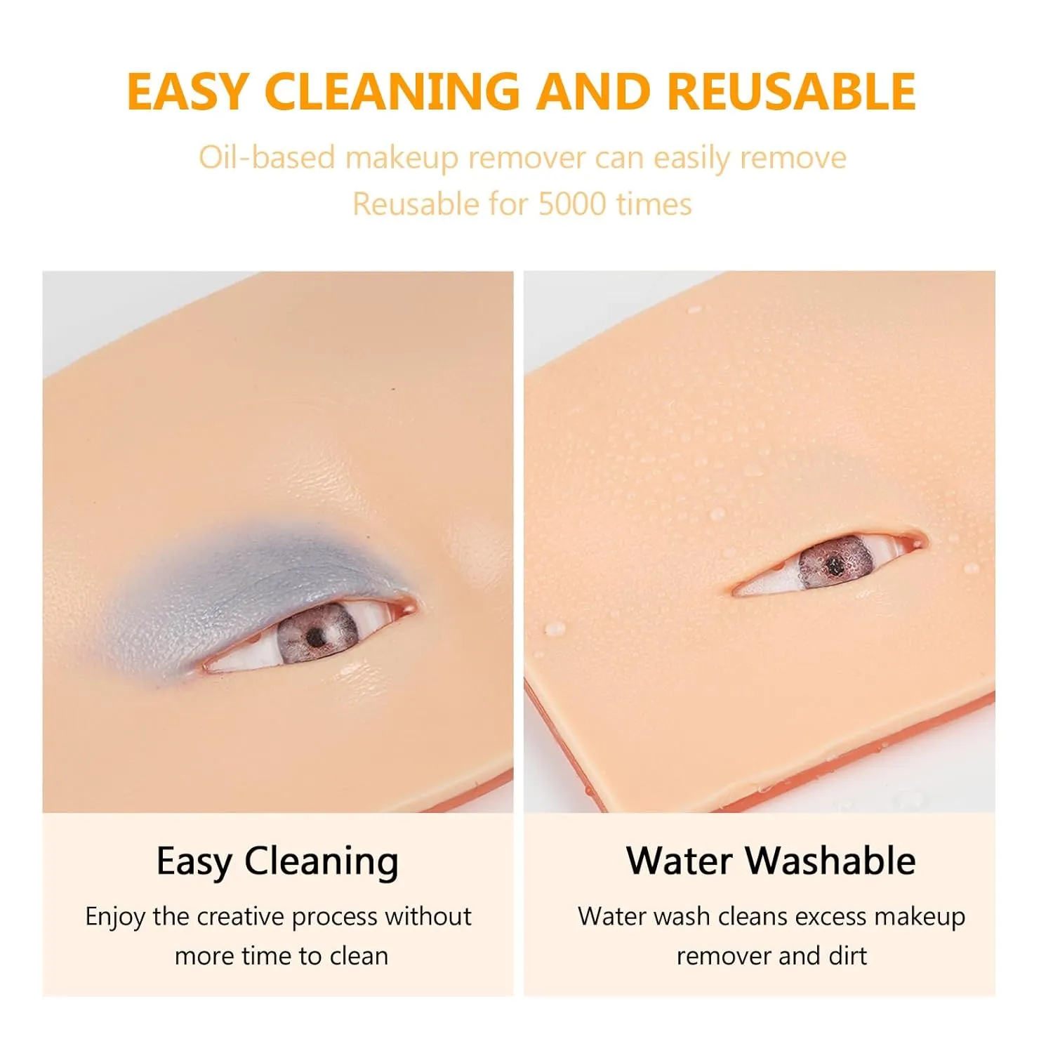 Makeup Practice Face Board, 3Pcs Realistic Silicone Eye Make up Mannequins Board Improve Makeup Training and Techniques for Artist and Beginner(Black Yellow White)