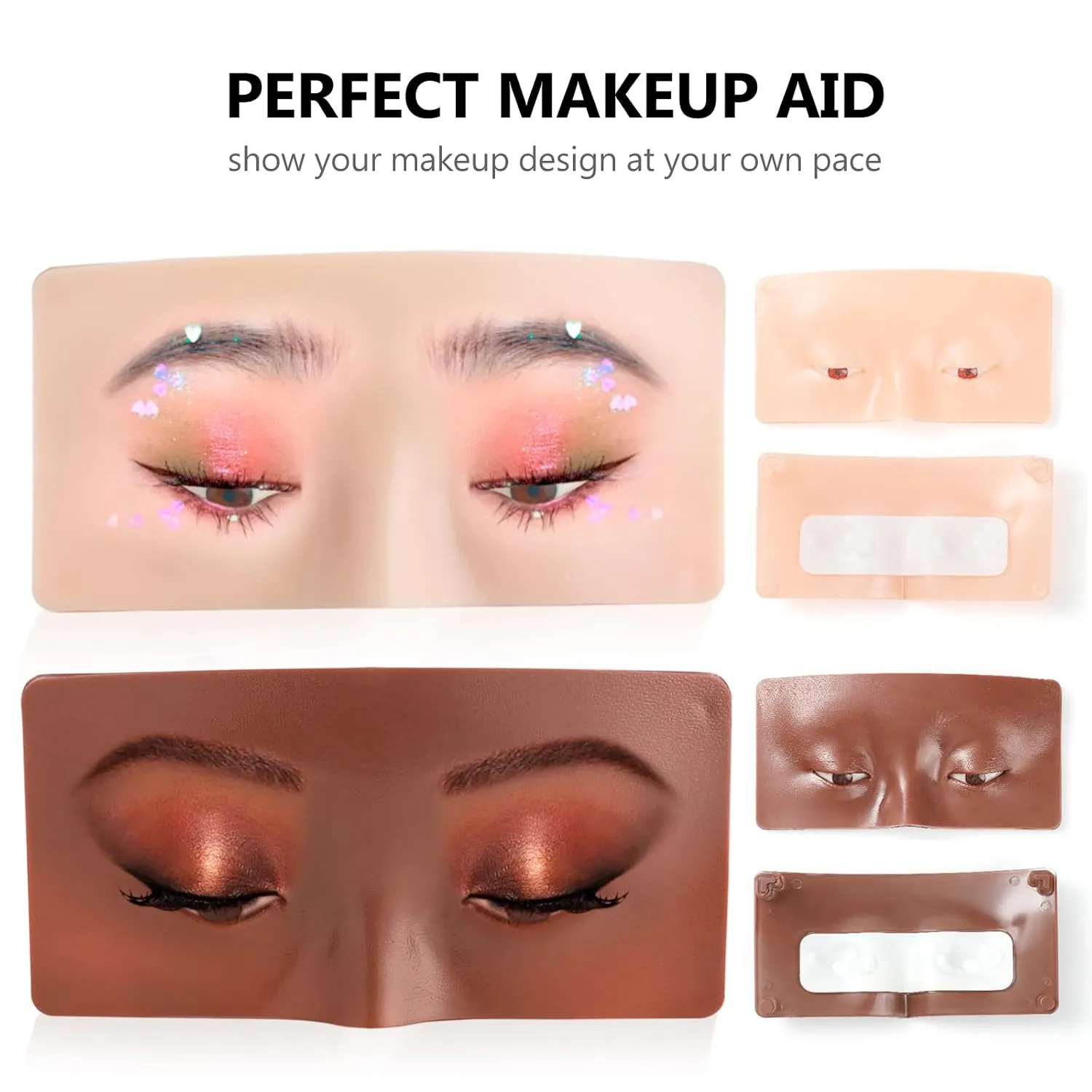 Makeup Practice Face, Laokiiy 2Pcs 3D Realistic Silicone Makeup Practice Face Board, Makeup Mannequin Face is Perfect Practicing Makeup for Beginners and Professional Makeup Artists(Black Yellow)