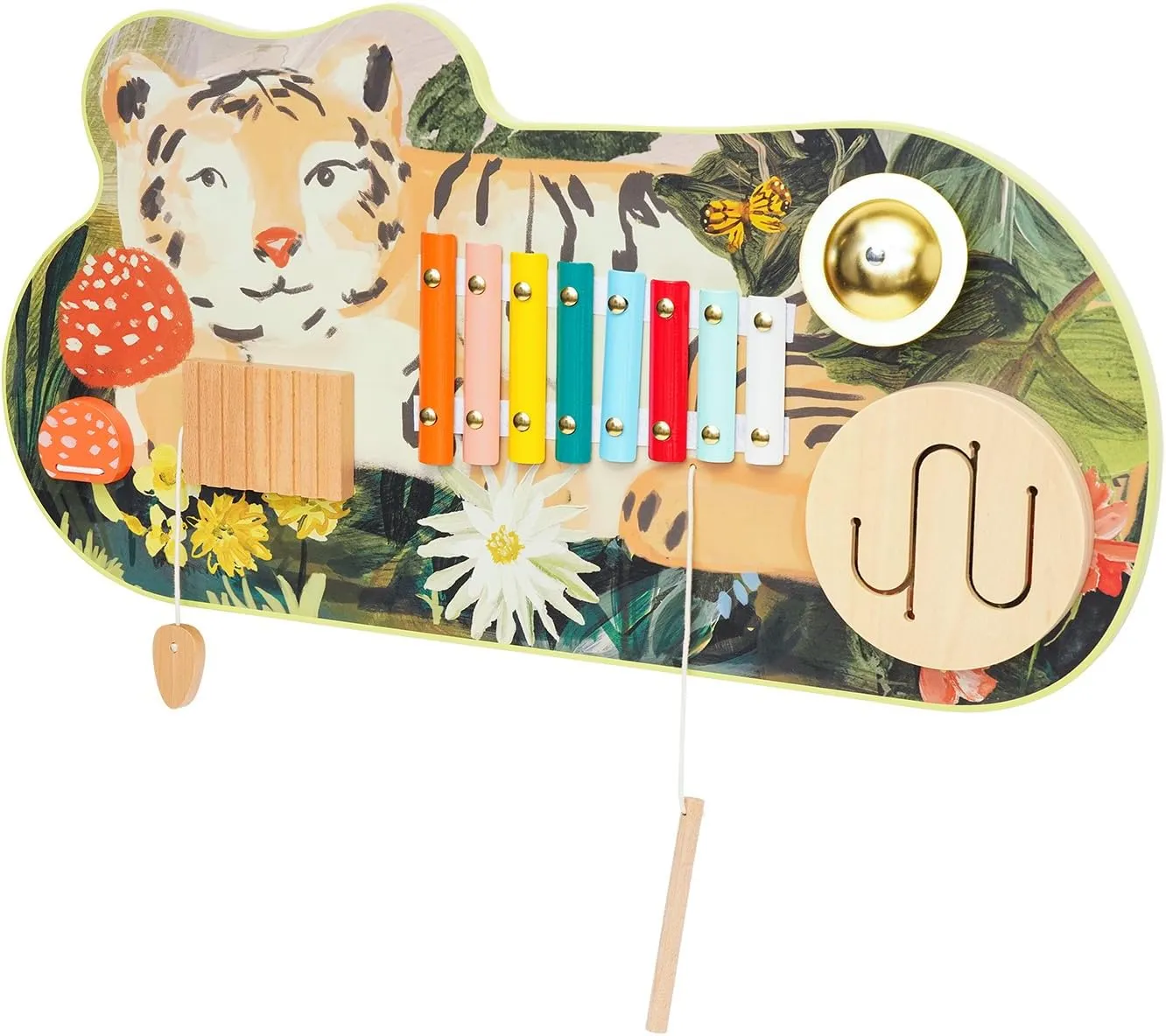 Manhattan Toy Tiger Tunes Wooden Toddler and Preschool Musical Toy Instrument with Optional Wall Mounting