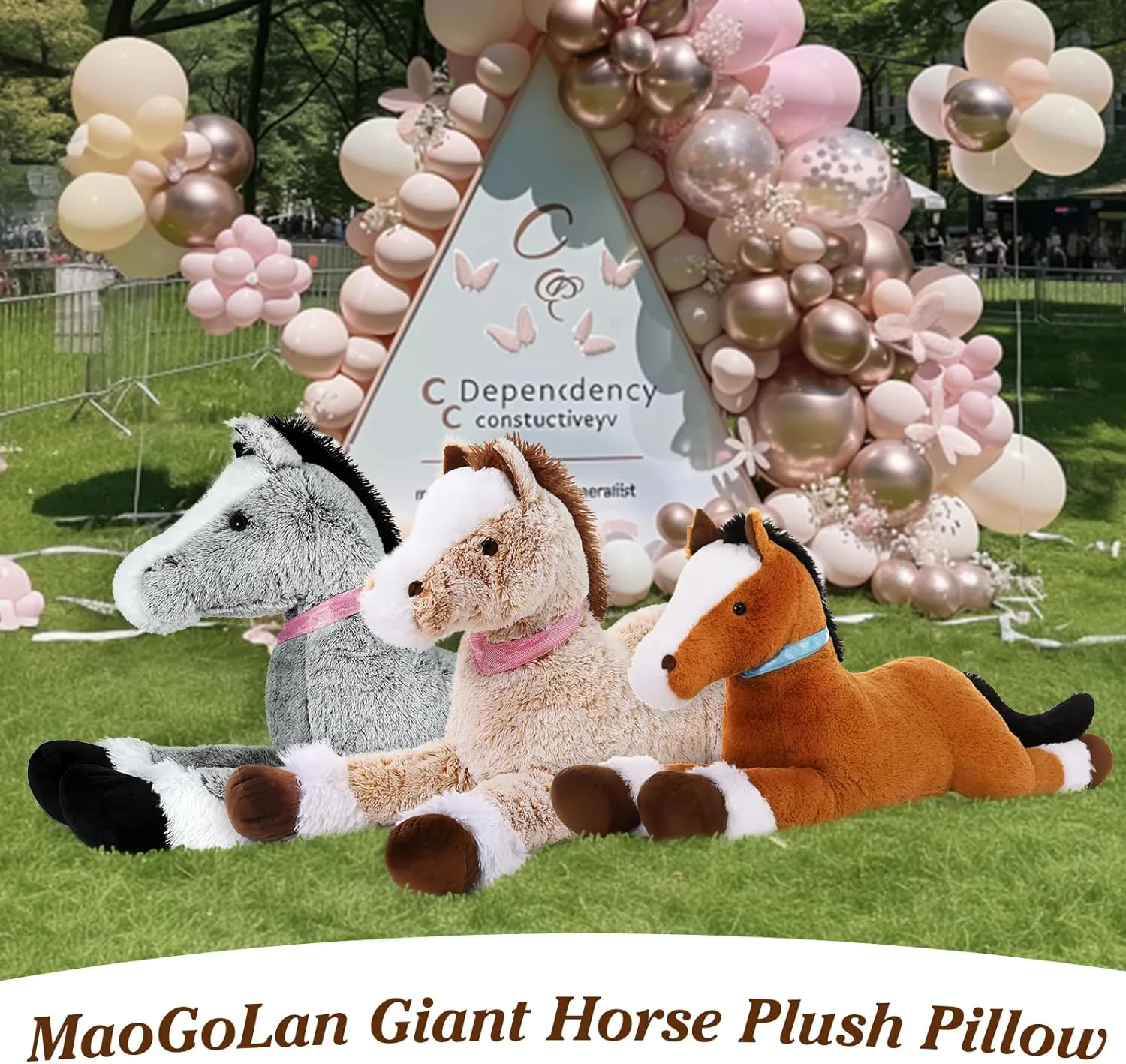 MaoGoLan Large Horse Stuffed Animal for Boy, Big Horse Plush Toy for Girl, Ridable Stuffy Pony for Kid, Stuffed Pony Plush Pillow for Baby Shower, Birthday Gifts or Party Favor, 33 inches, Gray