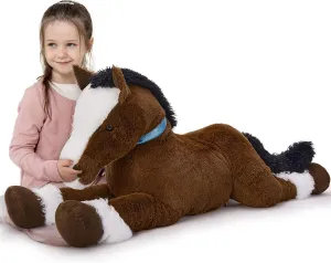 MaoGoLan Large Horse Stuffed Animal for Boy, Big Horse Plush Toy for Girl, Ridable Stuffy Pony for Kids, Coffee Stuffed Pony Plush Pillow for Baby Shower or Birthday Party Favor Gifts, 47 inches