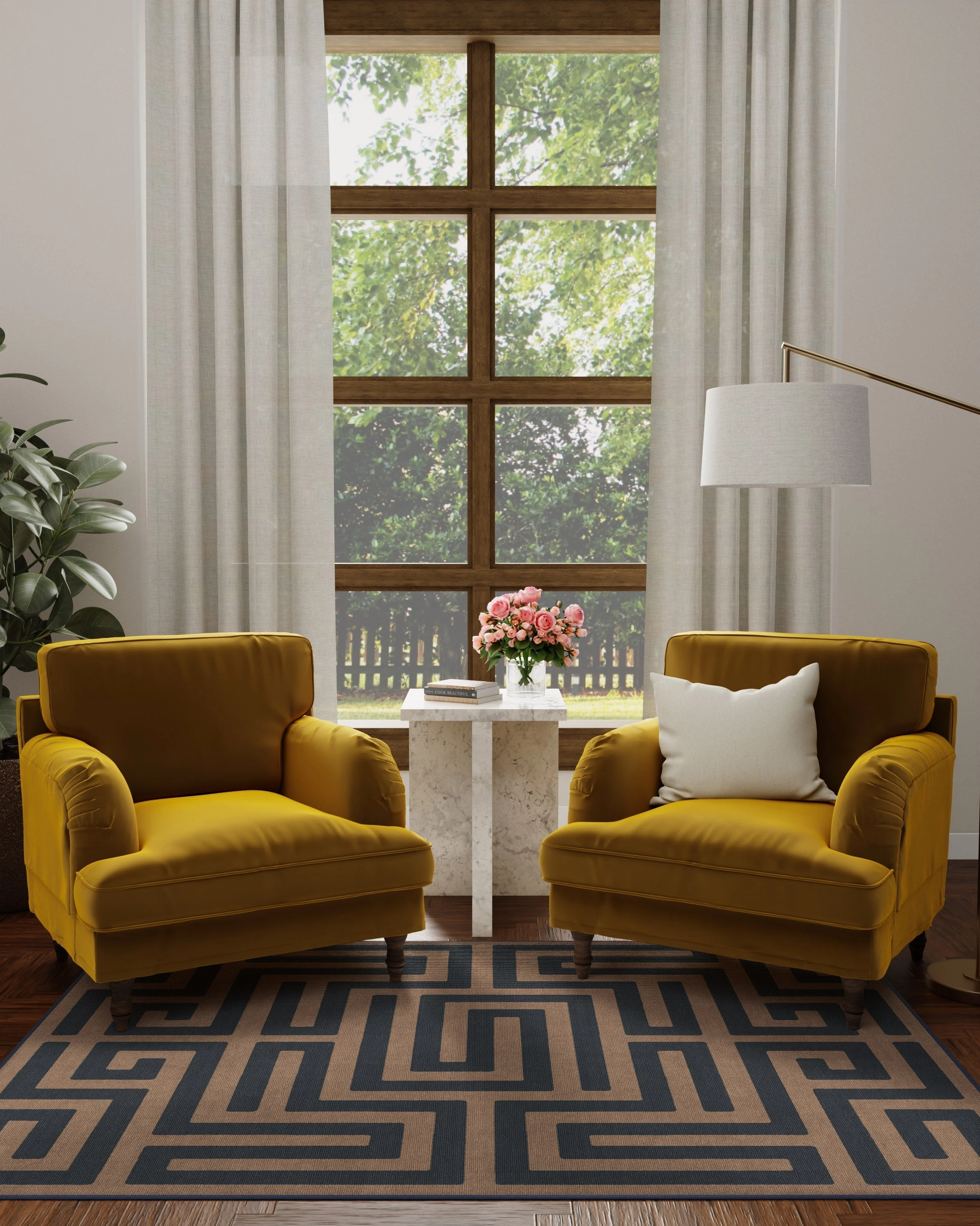 Maze Navy & Natural Tufted Rug