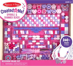 Melissa & Doug Created by Me! Sparkle & Shimmer Beads Wooden Bead Kit, 340  Beads for Jewelry-Making
