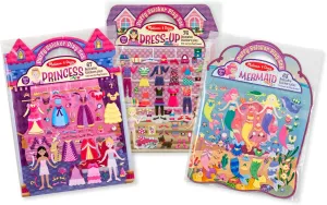 Melissa & Doug Puffy Sticker Activity Books Set: Dress-Up, Princess, Mermaid - 208 Reusable Stickers - FSC Certified