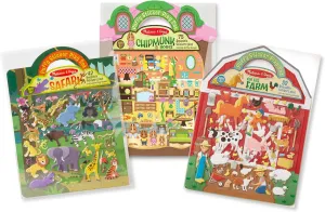 Melissa & Doug Puffy Sticker Activity Books Set - Farm, Safari, and Chipmunk - FSC Certified