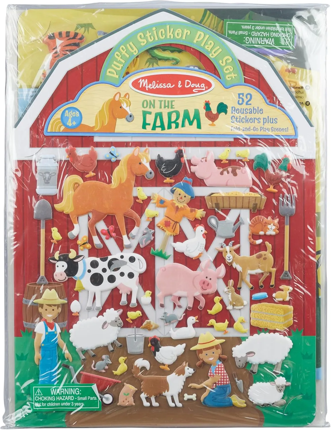 Melissa & Doug Puffy Sticker Activity Books Set - Farm, Safari, and Chipmunk - FSC Certified
