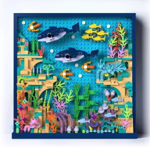 Micro Brick Ocean World Building Set, 3D Wall Art Home Office Decoration or Table Display, Creative Building Craft Set, Ideas Gift Building Toy for Adults,Teens Ages 8  Kids
