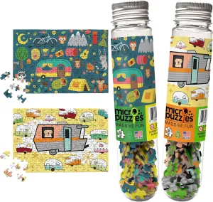 MicroPuzzles “Happy Campers” Mini Jigsaw Puzzle 2-Pack – 150-Piece Camping Travel 4×6 in Puzzle Gift | Made in USA | Small Business