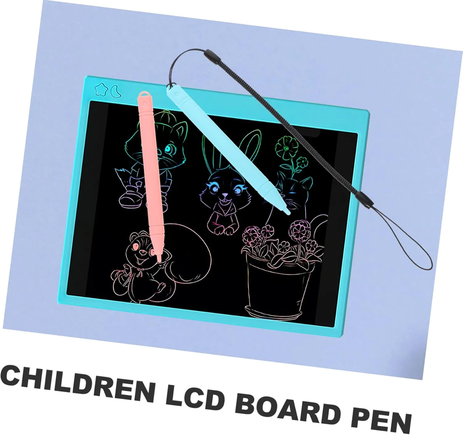 Mikikit Markers 2 Sets Drawing Writing Pen Painting LCD Replacement Board LED Tablet Rope of Lanyard Toys Pads Stylus Color for Pens with Toys