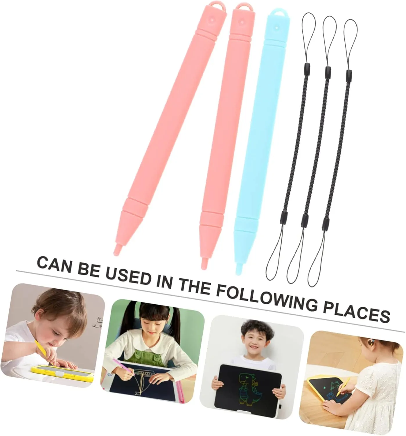 Mikikit Markers 2 Sets Drawing Writing Pen Painting LCD Replacement Board LED Tablet Rope of Lanyard Toys Pads Stylus Color for Pens with Toys
