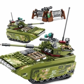 Military MOC WW2 Amphibious Assault Vehicle Bricks Toys