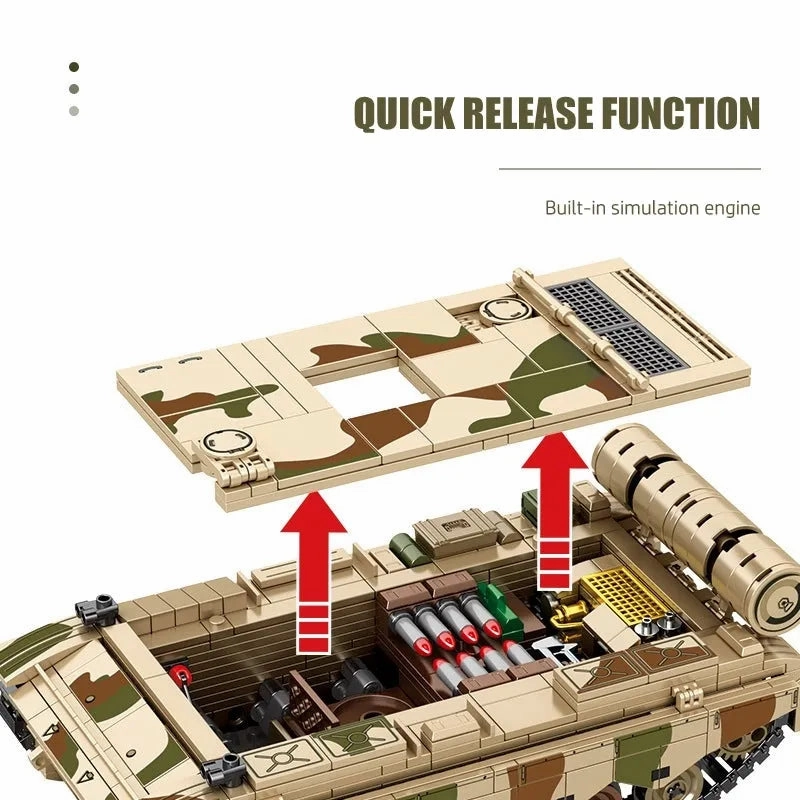 Military USA Army Type 88A Main Battle Tank Bricks Toy