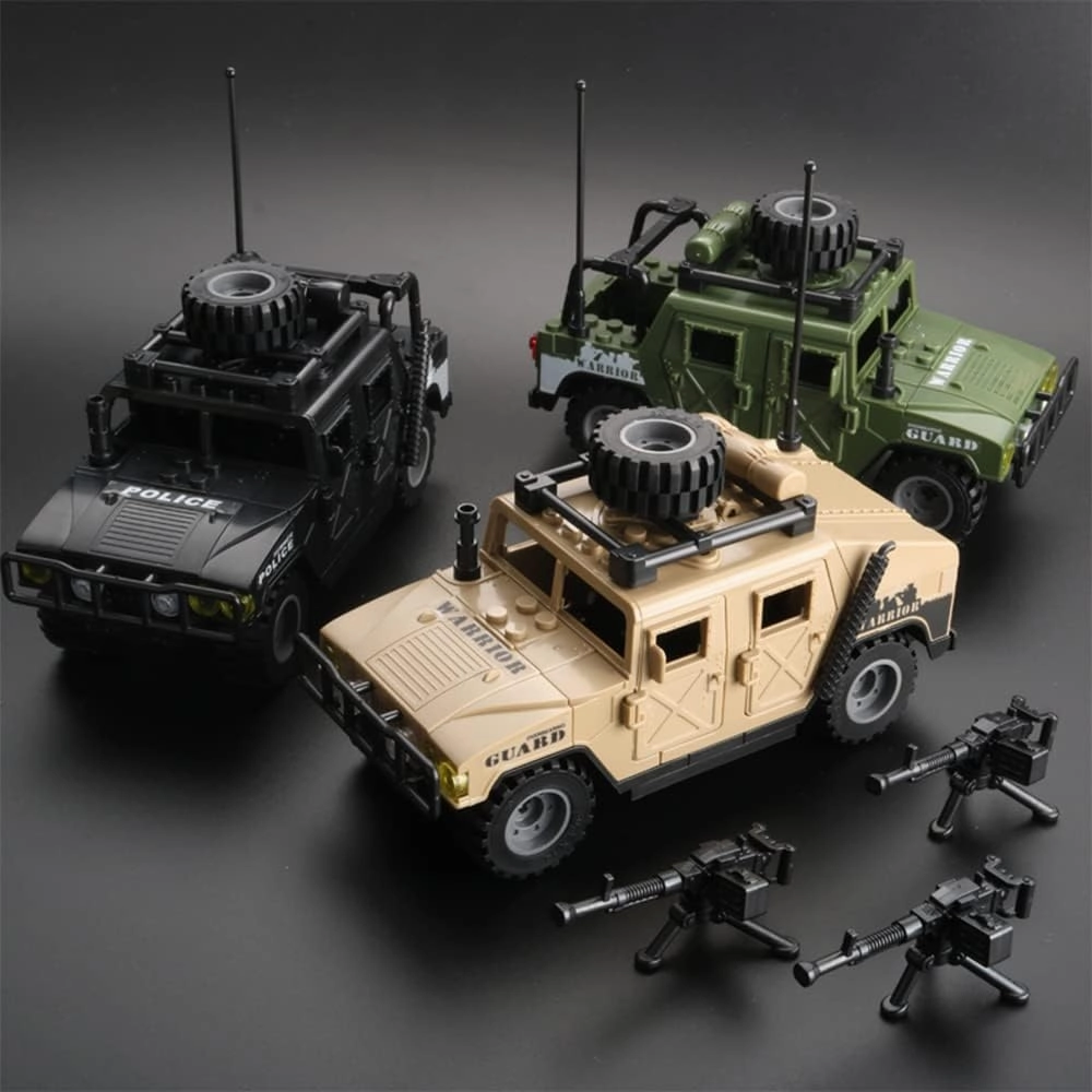 Military Vehicle Building Blocks Playsets - 4 in 1 Army Truck Kit, Car Toys for Kids, Vehicles for Boys